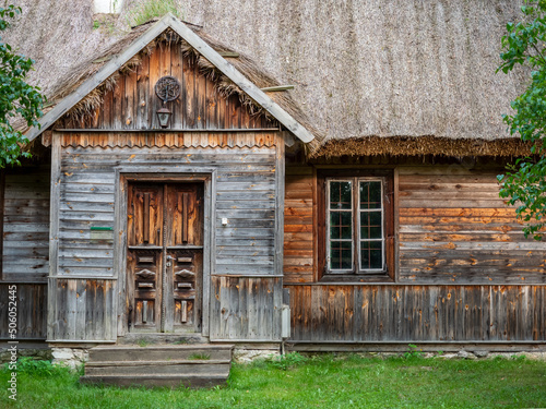 Radom, Poland - September 2021: Traditional wooden hut, Museum of the Radom Countryside