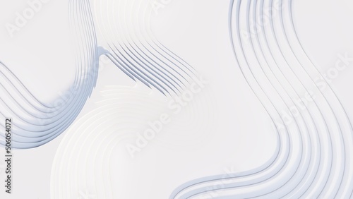 Abstract white background curved pattern in design 3d render