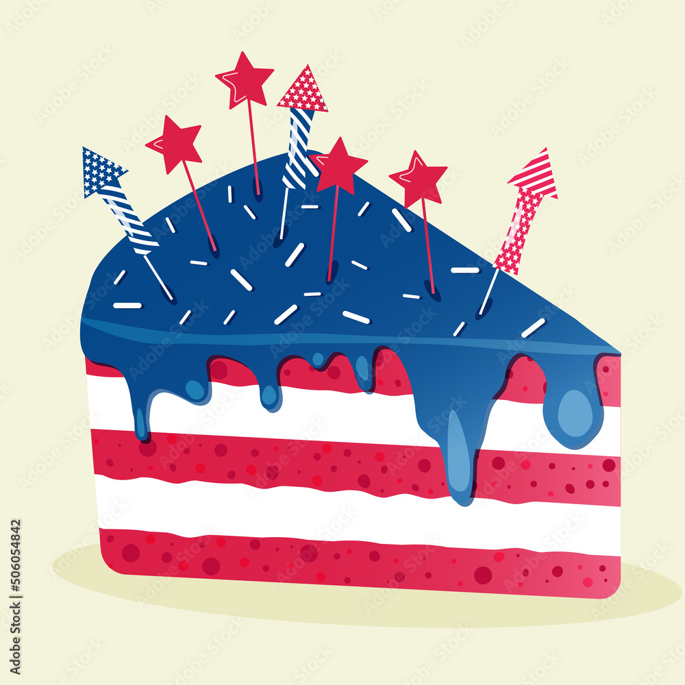 Independence day in USA, 4th of July. Patriotic cake with American flag ...