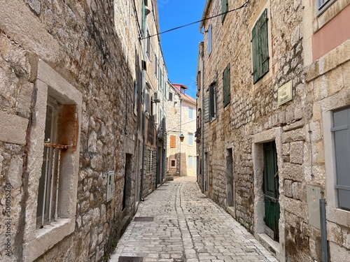 Street in the historic town of Stari Grad on the island of Hvar in Croatia