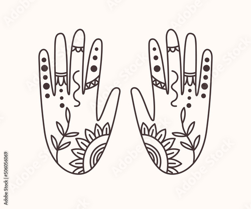 Oriental floral lace hands icon