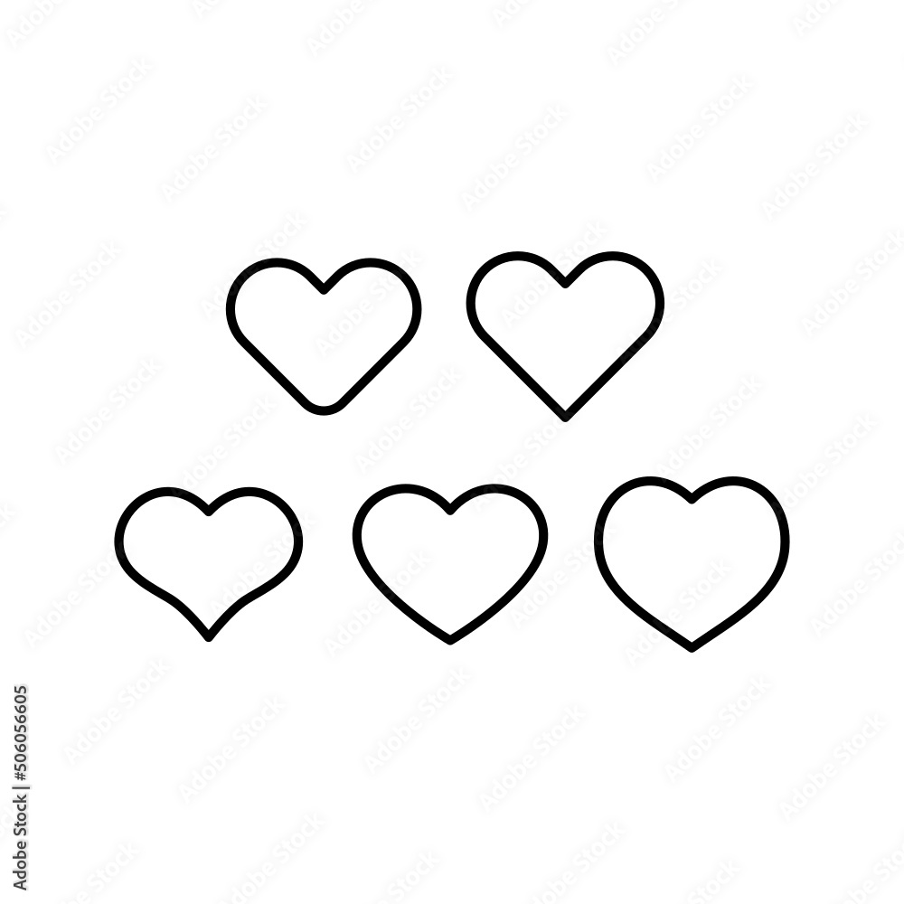Heart Icon Set Vector Symbol Design Illustration