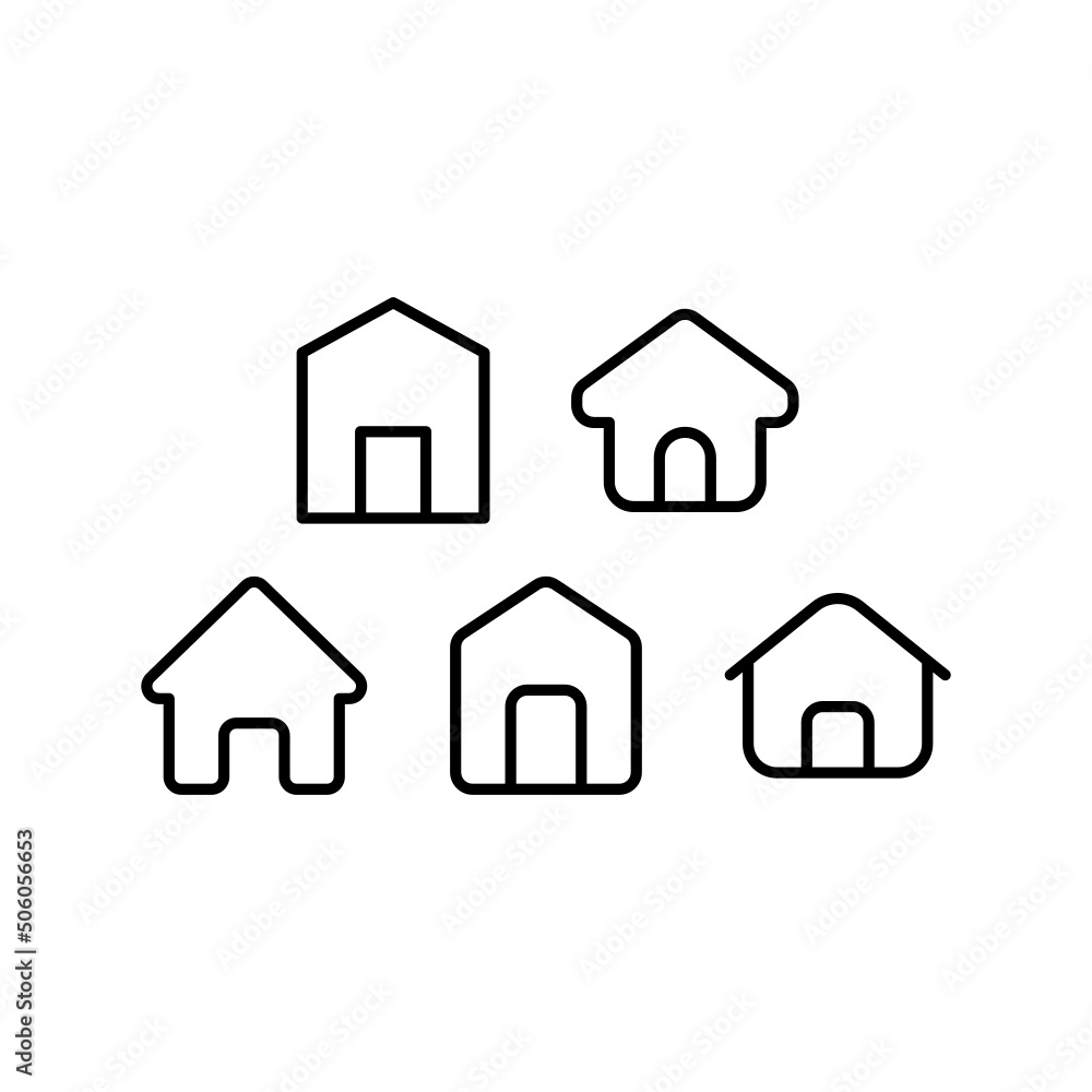 Home Icon Set Vector Symbol Design Illustration