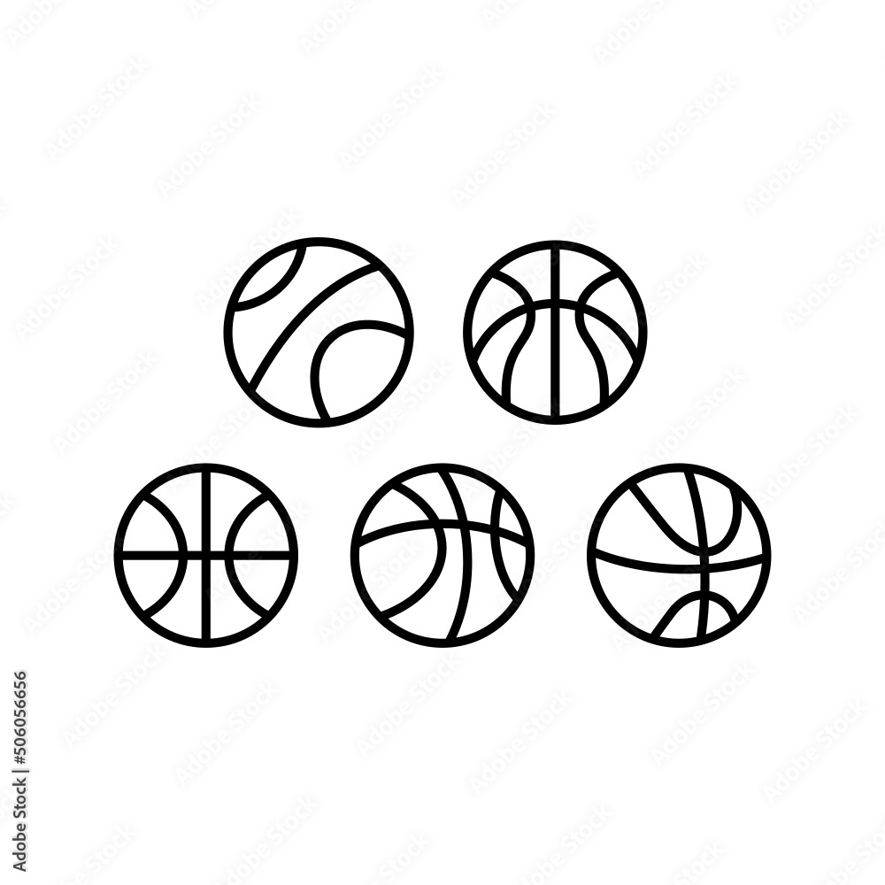 Basketball Icon Set Vector Symbol Design Illustration