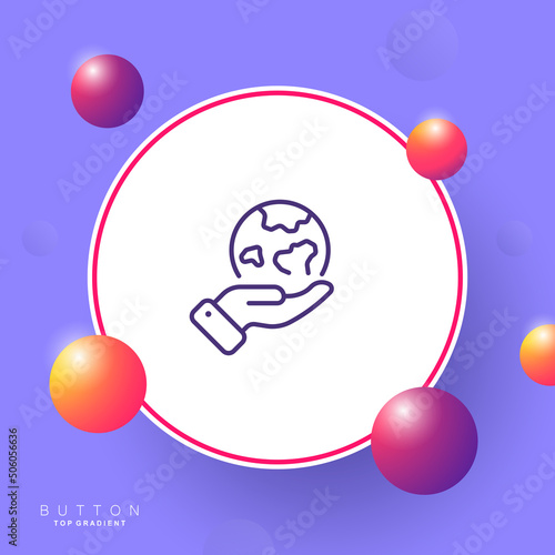 Earth line icon. World in hand. Ecology, save the planet, green peace. Ecological cleanliness concept. Vector line icon for Business and Advertising