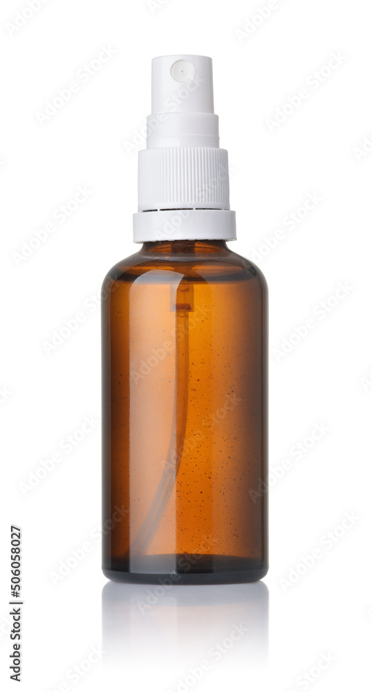 Front view of amber glass medical spray bottle Front view of amber glass medical spray bottle