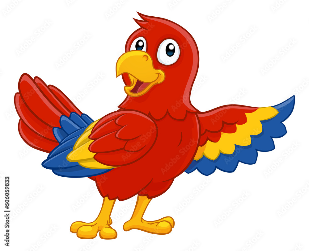 Parrot Red Macaw Bird Cartoon Wildlife Mascot