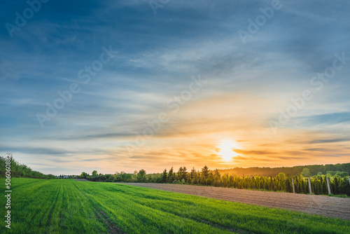 Agriculture sunset over polish village © Krzysztof Kiecana