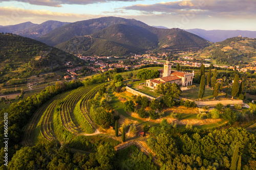 Aerial view of the Franciacorta countryside  Lombardy  Italy