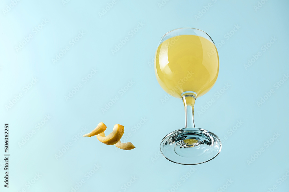 Bright summer lemon tropical cocktail in a glass for a party or picnic