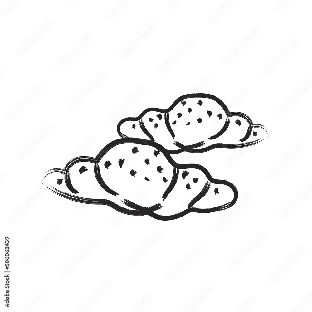 Linear vector illustration of baking croissants Linear vector illustration of baking croissants