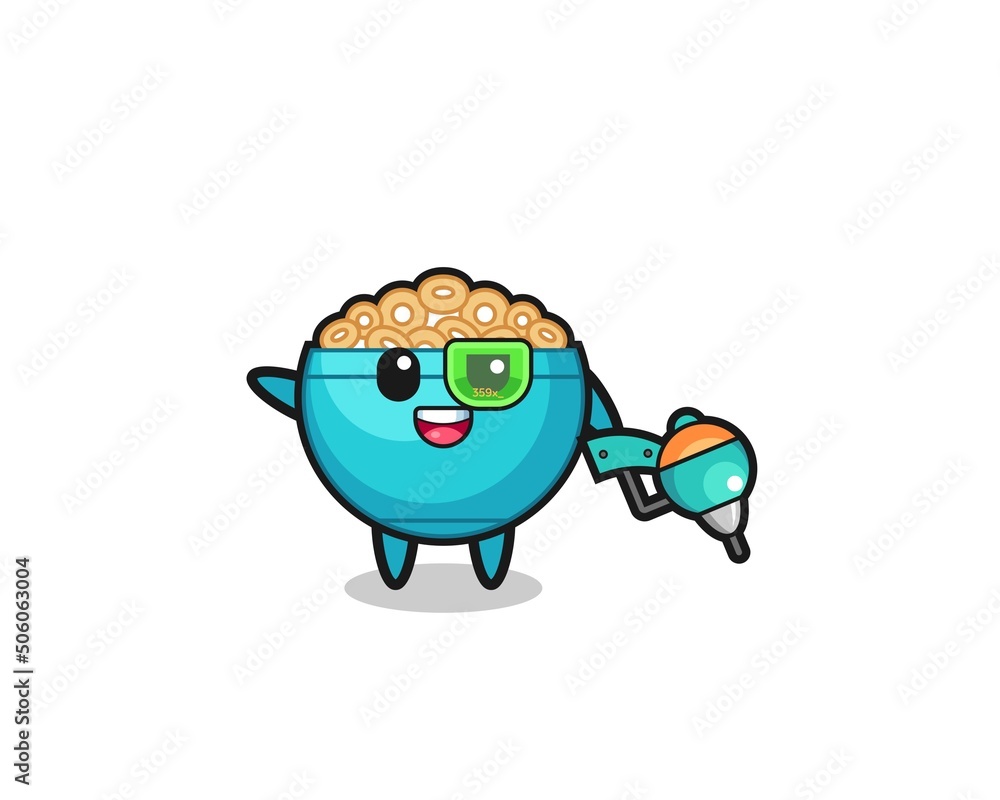 cereal bowl cartoon as future warrior mascot cereal bowl cartoon as future warrior mascot