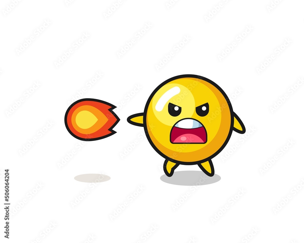 cute egg yolk mascot is shooting fire power