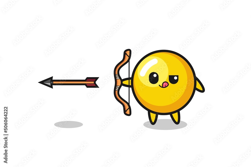 illustration of egg yolk character doing archery illustration of egg yolk character doing archery