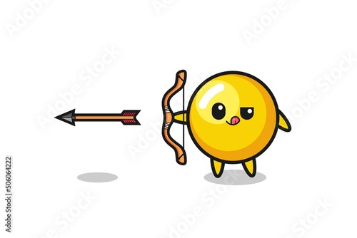 illustration of egg yolk character doing archery