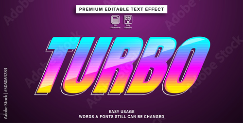 turbo editable text effect, text graphic style, font effect.
