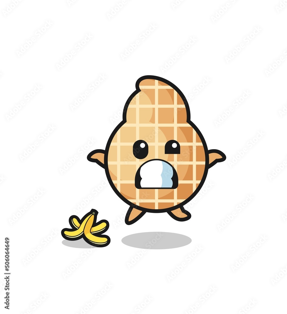 peanut cartoon is slip on a banana peel peanut cartoon is slip on a banana peel