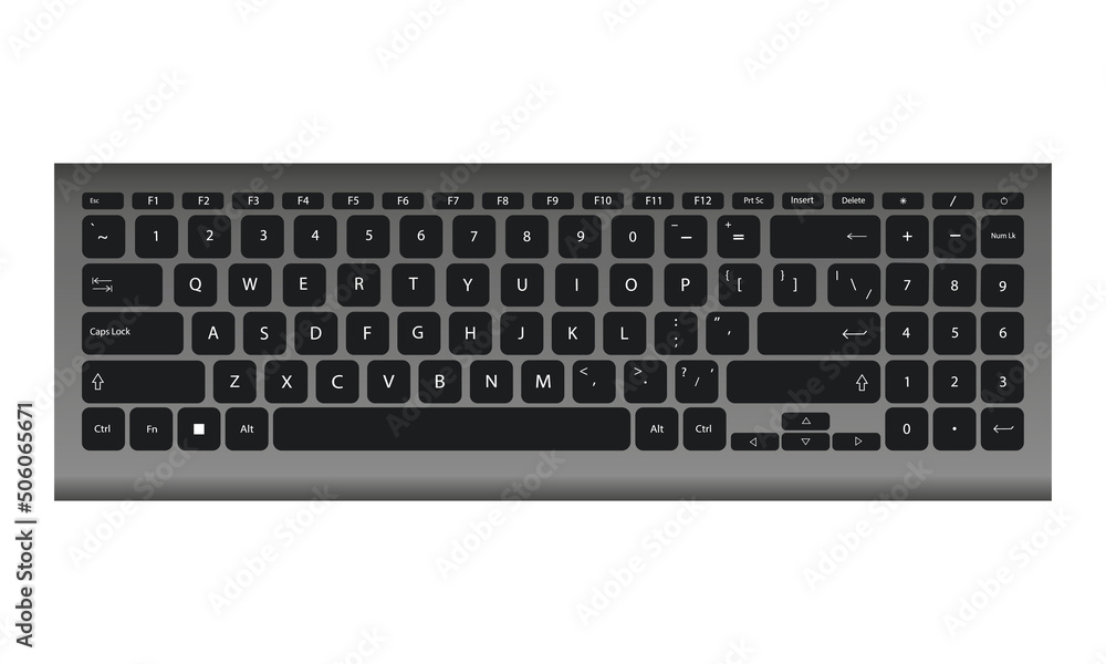 Grey computer keyboard isolated on white background Grey computer keyboard isolated on white background