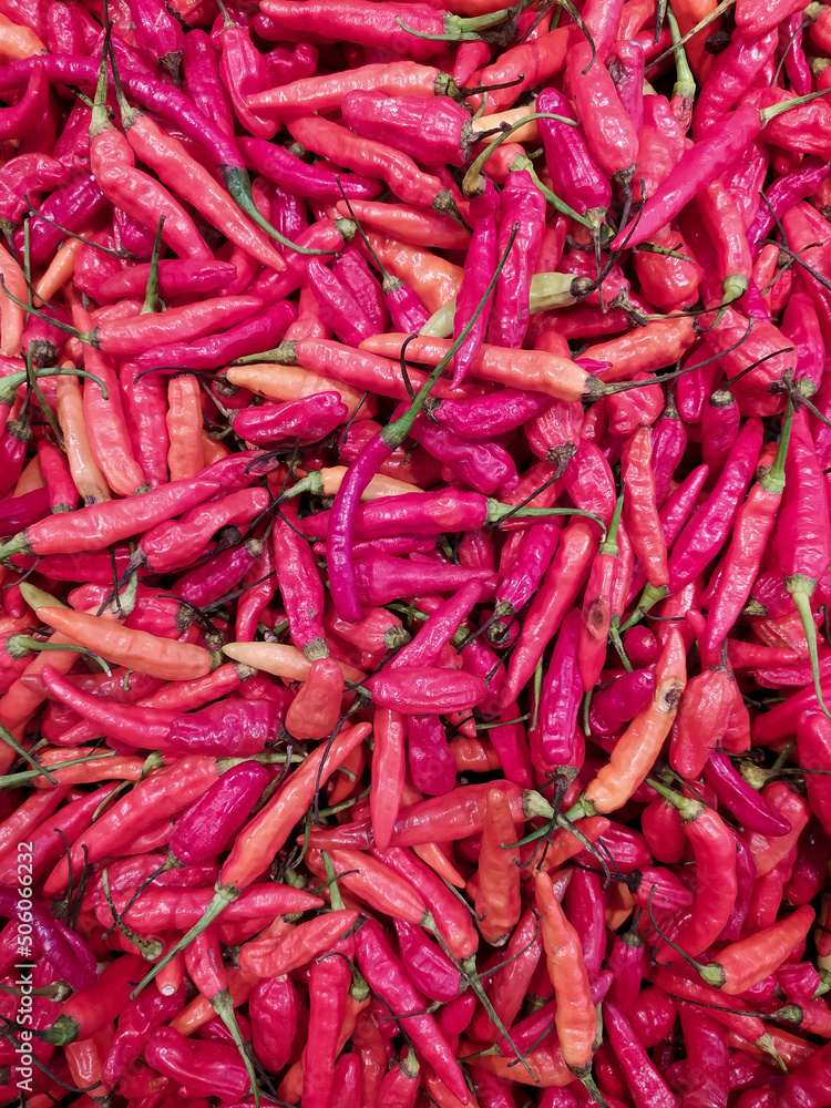 pile of red chili in the market