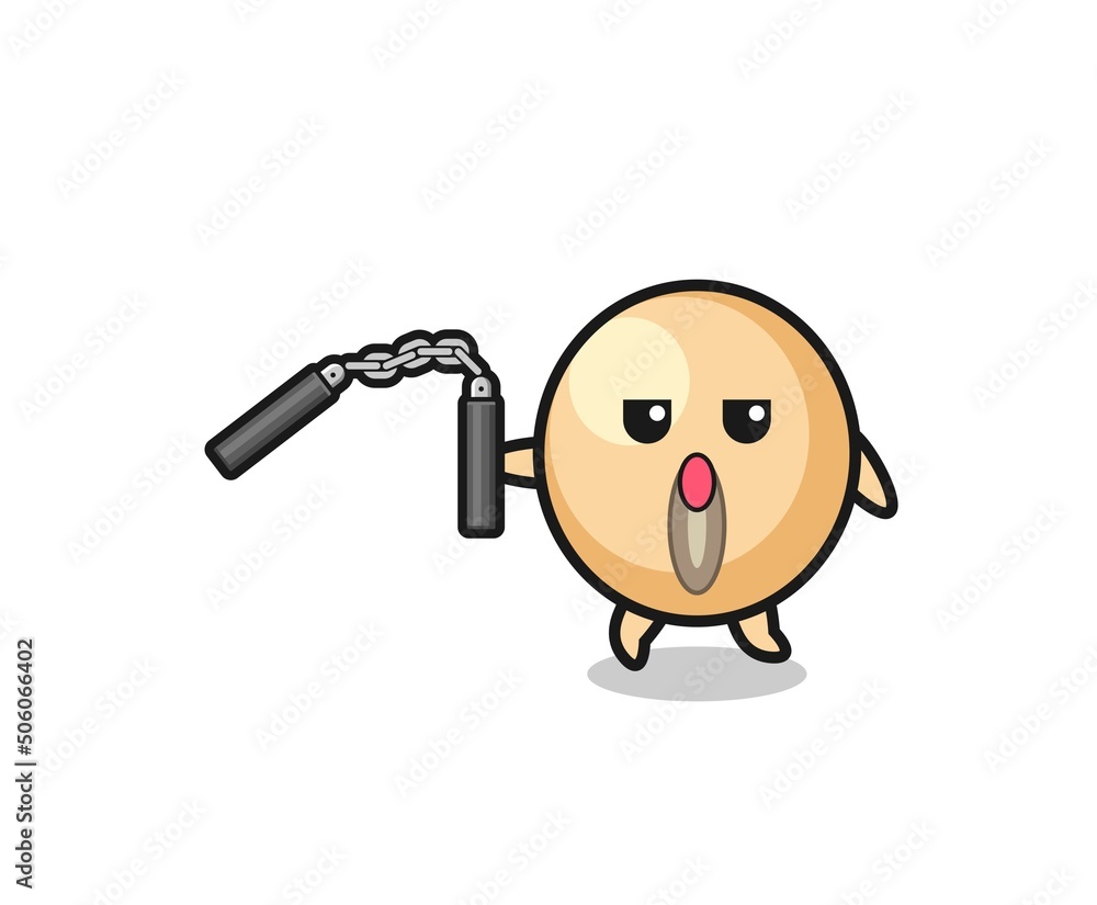cartoon of soy bean using nunchaku cartoon of soy bean using nunchaku