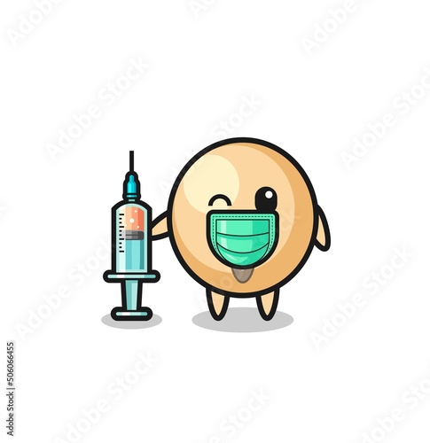 soy bean mascot as vaccinator