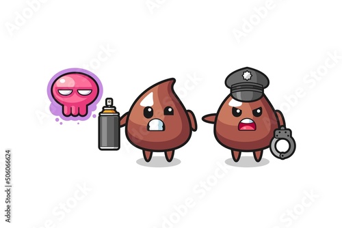 choco chip cartoon doing vandalism and caught by the police