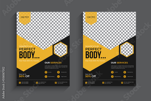 Creative fitness gym flyer design, Sport flyer with photo template