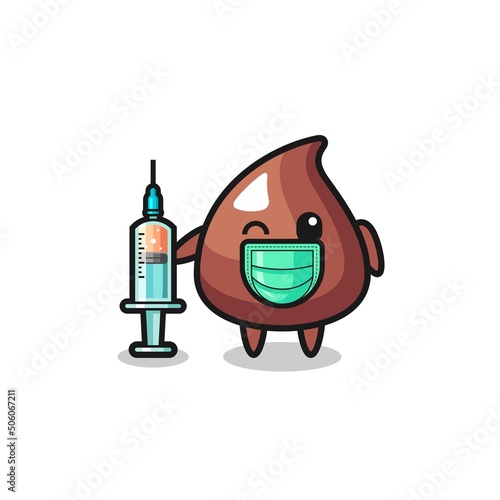choco chip mascot as vaccinator