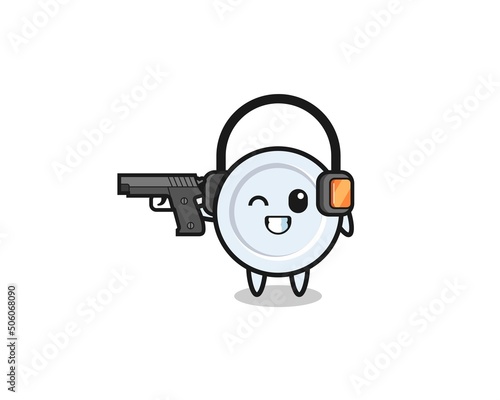illustration of plate cartoon doing shooting range