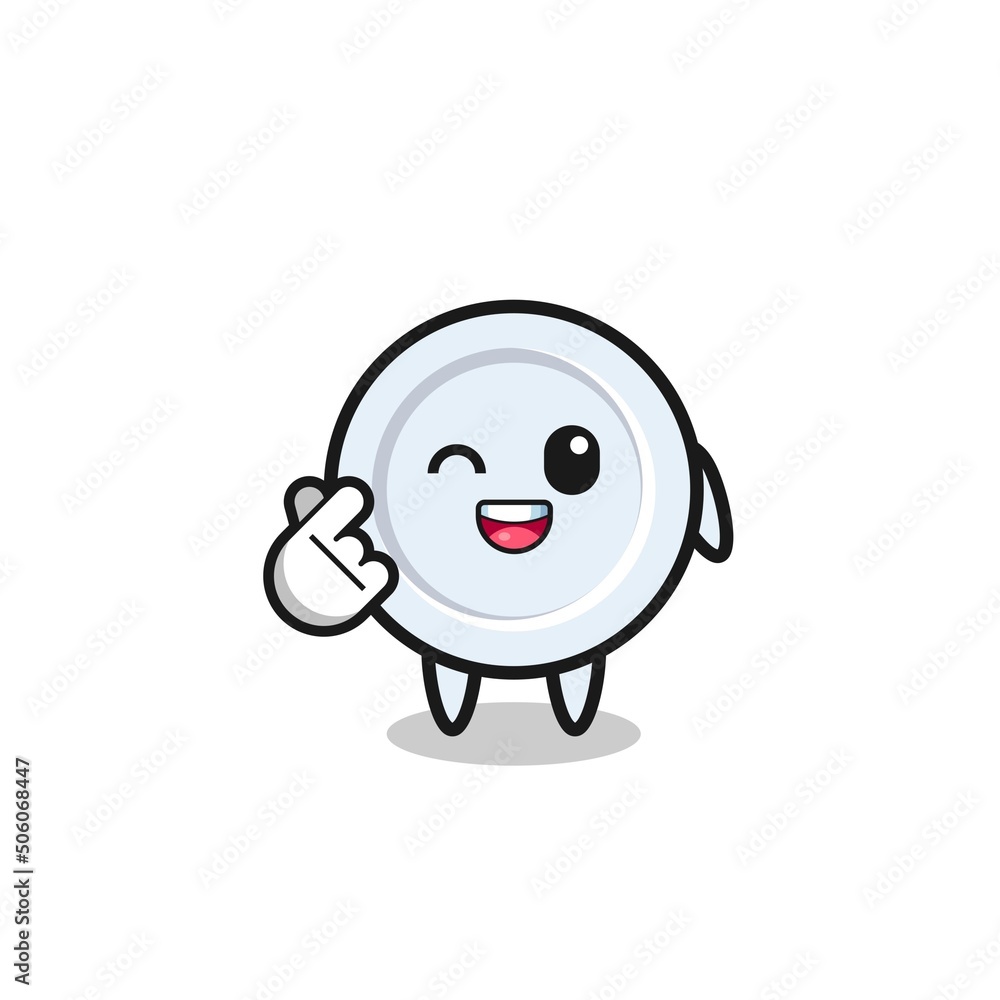 plate character doing Korean finger heart plate character doing Korean finger heart