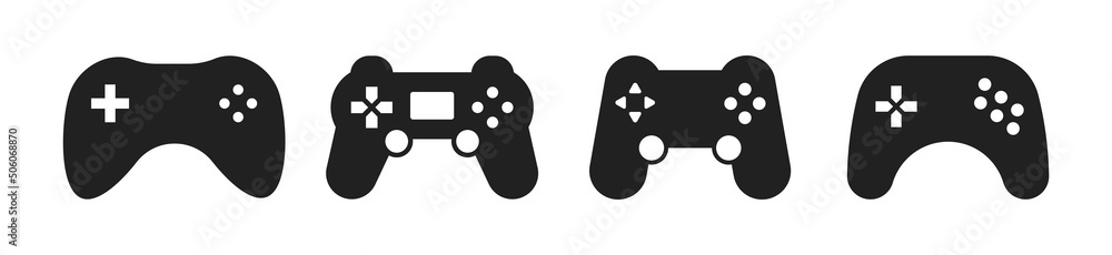 Game joystick black icon set. Game console symbol. Vector EPS 10 Game joystick black icon set. Game console symbol. Vector EPS 10
