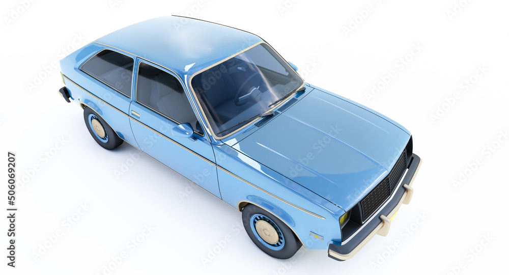 3D render of blue 3D car isolated on white background 3D render of blue 3D car isolated on white background