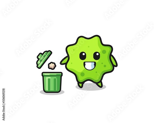 illustration of the splat throwing garbage in the trash can