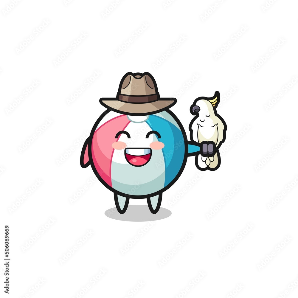 beach ball zookeeper mascot with a parrot beach ball zookeeper mascot with a parrot