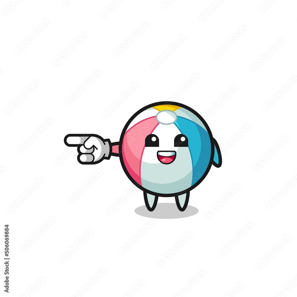 beach ball cartoon with pointing left gesture beach ball cartoon with pointing left gesture