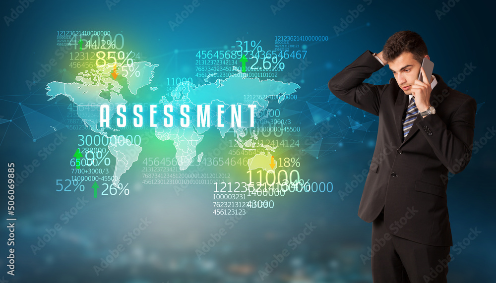 Businessman thinking about market concept Businessman thinking about market concept