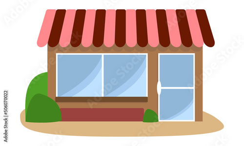 Vector shop or cafe buildings. Flat illustration