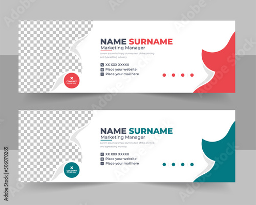 Modern creative email signature design template for business, Email signature. Emailers author visit cards user interface design template vector. photo