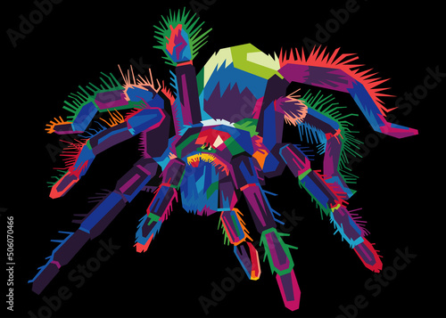 colorful tarantula spider on cool isolated pop art style background. WPAP style