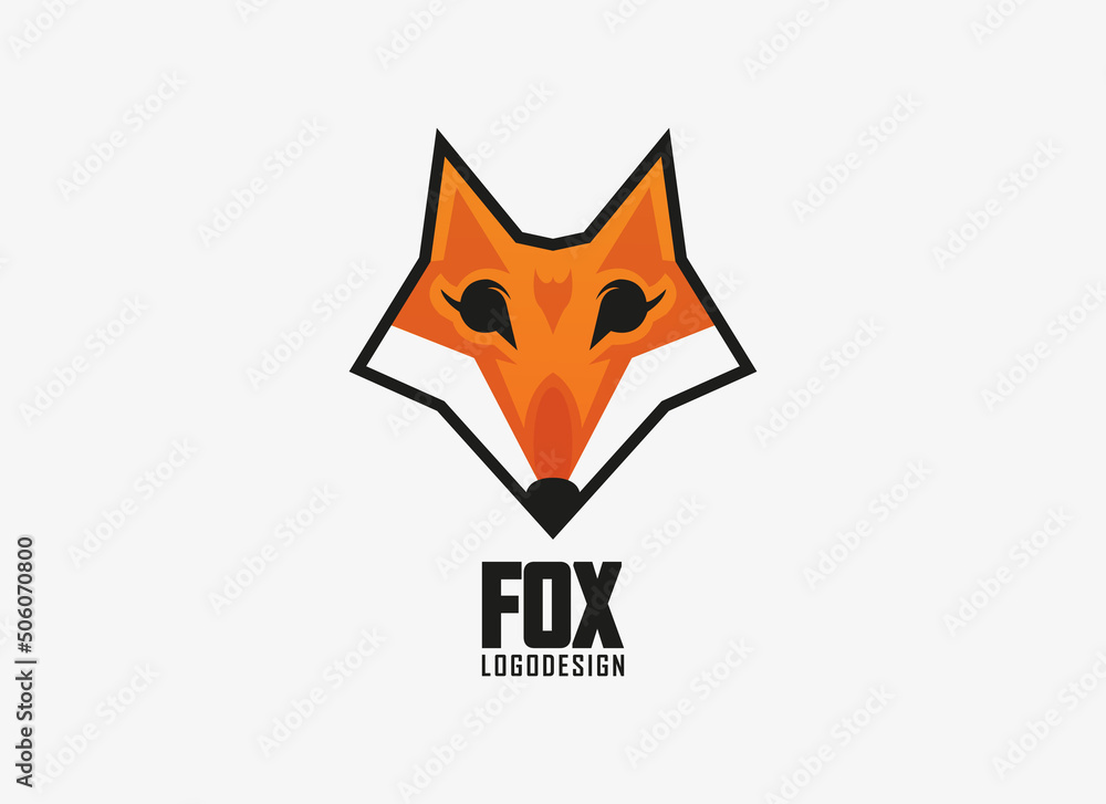 Fox Logo. Geometric Shape Head Fox Isolated on White Background. Flat Vector Design Template Element. Fox Logo. Geometric Shape Head Fox Isolated on White Background. Flat Vector Design Template Element.
