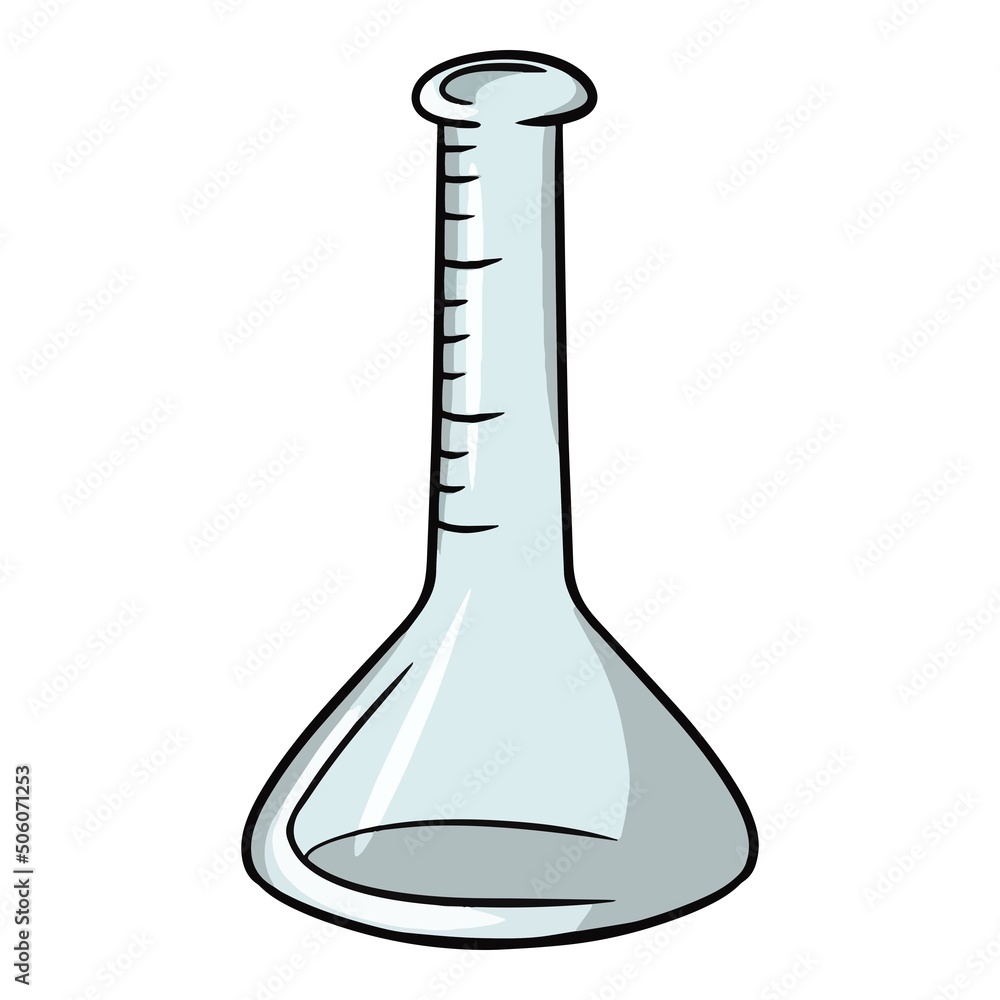 High glass triangular flask for experiments and experiments, vector cartoon illustration High glass triangular flask for experiments and experiments, vector cartoon illustration