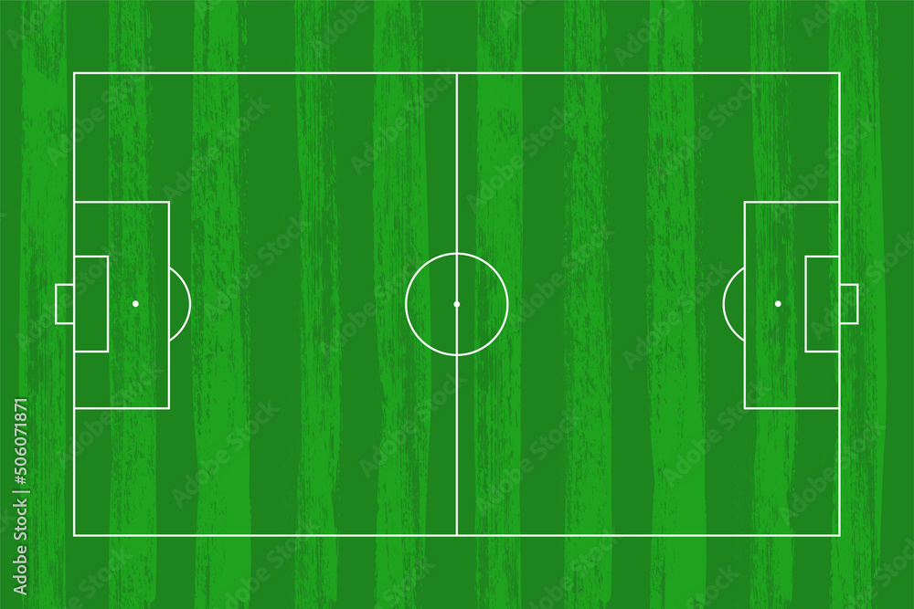 Green football field flat lay. Soccer stadium vector plan with white lines. Green football field flat lay. Soccer stadium vector plan with white lines.