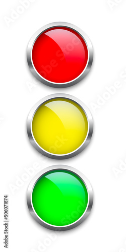 Free Download Traffic lights with silver frames isolated on white bacground. Vector realistic road object. - GFXLoad