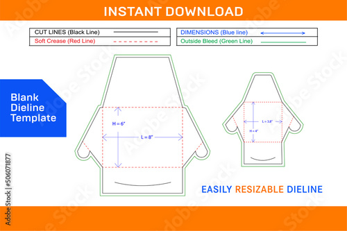 Creative envelope and love letter invitation card dieline template Blank dieline template