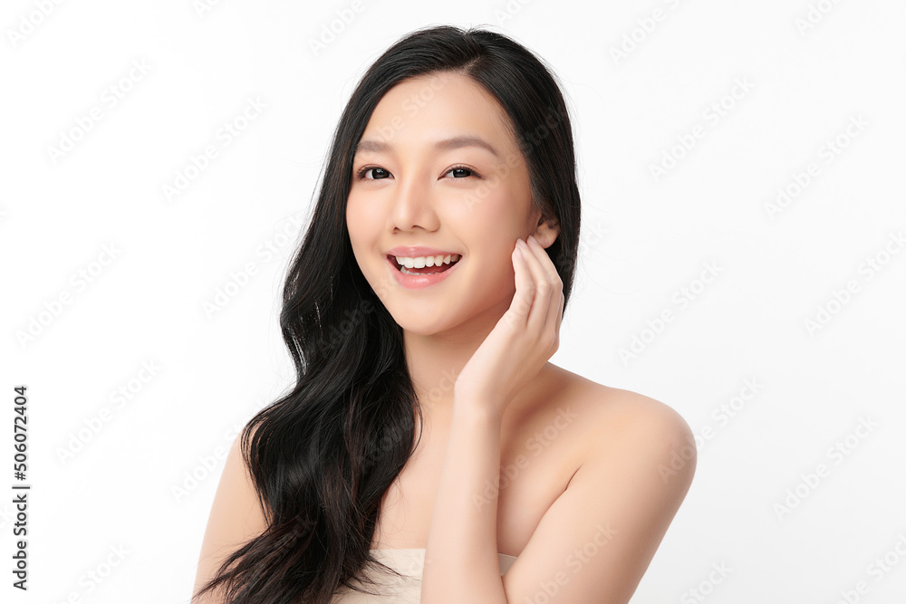 Beautiful young asian woman with clean fresh skin on white background, Face care, Facial treatment, Cosmetology, beauty and spa, Asian women portrait. Beautiful young asian woman with clean fresh skin on white background, Face care, Facial treatment, Cosmetology, beauty and spa, Asian women portrait.