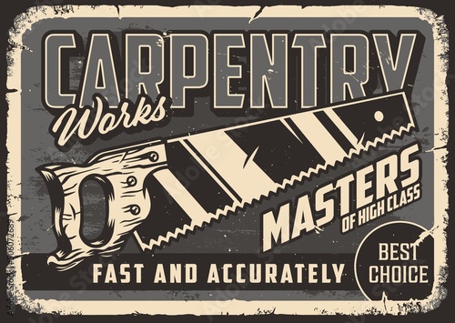 Saw with sharp blade monochrome poster