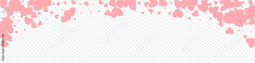 Pink Hearts Vector Panoramic Transparent