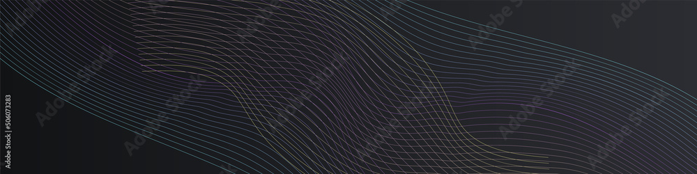 Naklejka premium Bright Flow Abstract Vector Panoramic Black