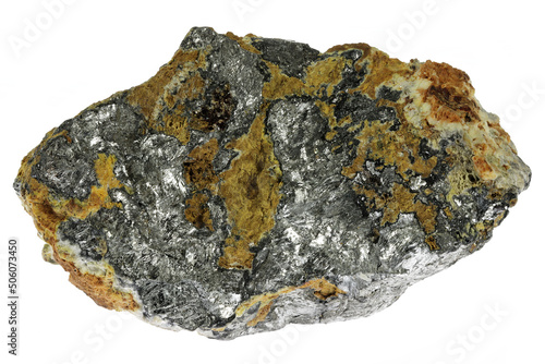 native antimony from Kolarsky vrch deposit, Slovakia isolated on white background