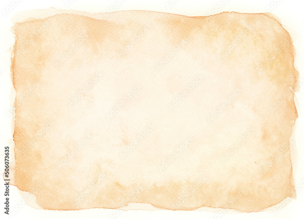 watercolor with a hand drawn in the paper old parchment sheet vintage aged or texture isolated on white background